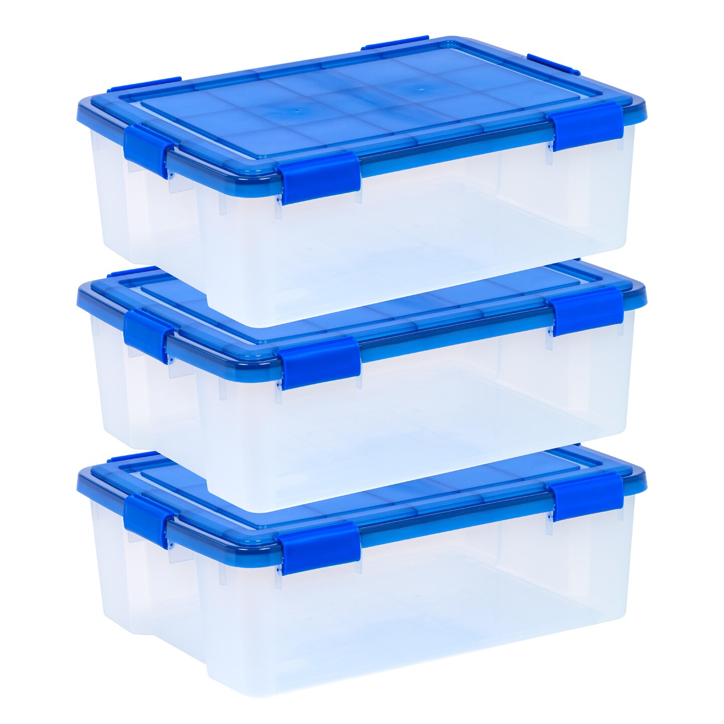 IRIS USA 3Pack 41qt WEATHERPRO Airtight Plastic Storage Bin with Lid and Seal and Secure Latching Buckles