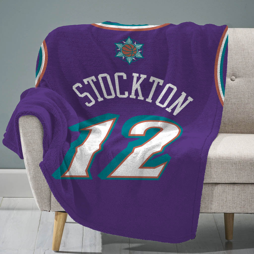 Sleep Squad Utah Jazz John Stockton 60&#x201D; x 80&#x201D; Raschel Plush Jersey Basketball Blanket