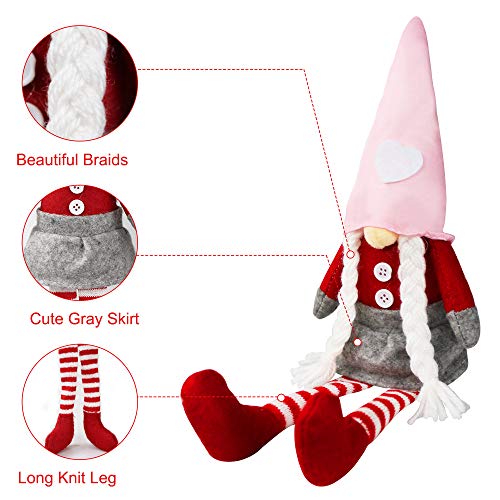 Valentines Day Gnomes Decor - 2PCS Mr and Mrs Valentine Gnome Plush, Handmade Scandinavian Tomte for Home Table Decorations, Valentine's Gifts