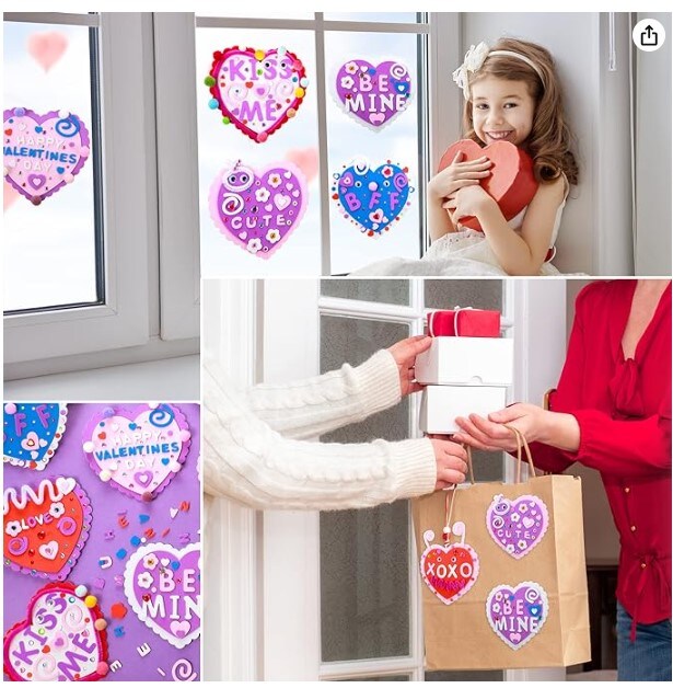 1215 Pieces Valentine's Day Crafts for Kids Foam Heart Craft Set