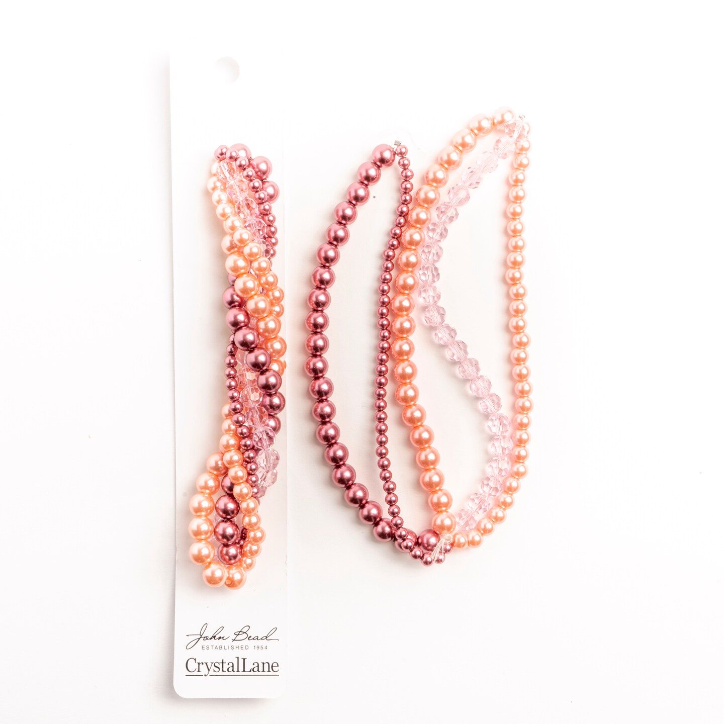 Crystal Lane DIY Cyclamen Twisted Glass &#x26; Pearls Beads, 5 Strands