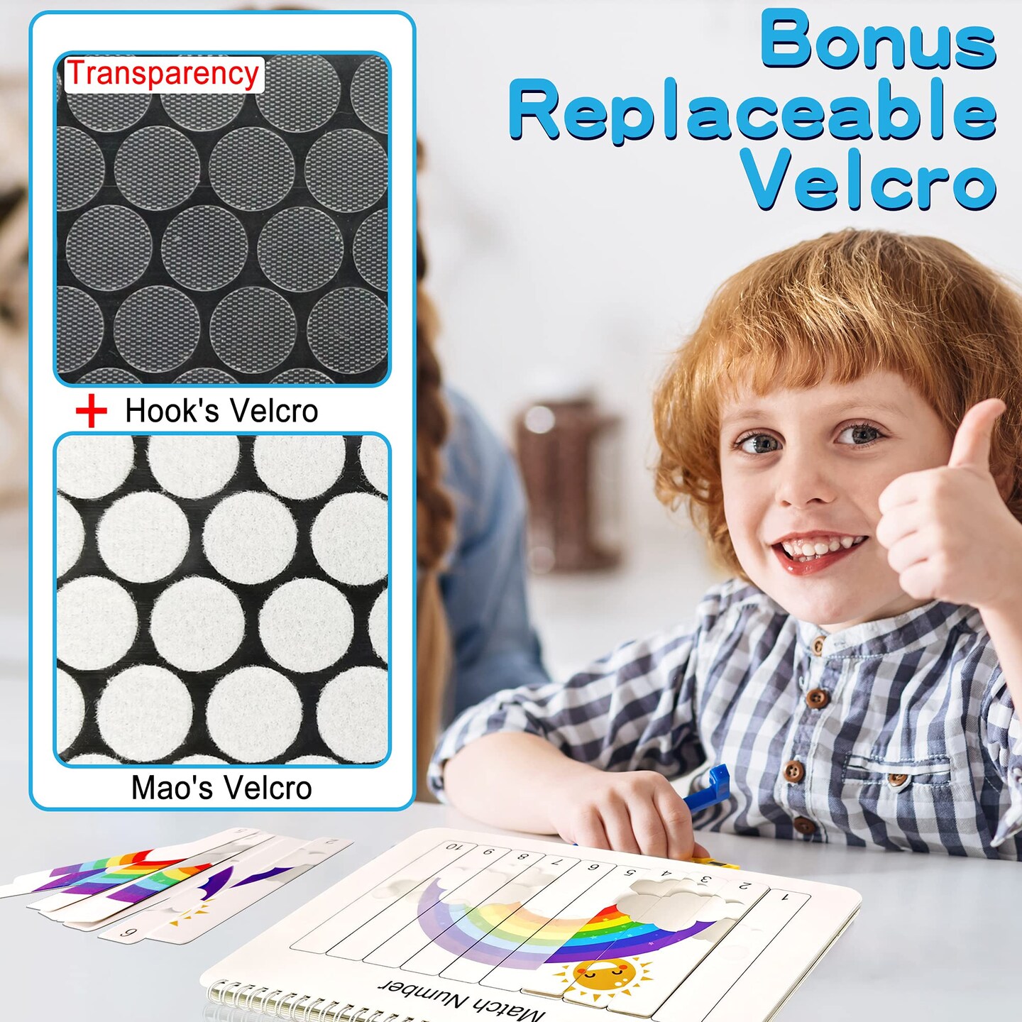 Montessori Autism Sensory Educational Toys, 12 Pages Toddler Preschool Activity Binder and Early Learning Toys - for Boys & Girls Develops Fine Motor Skills