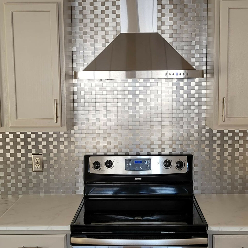 10-Pck Peel and Stick Metal Backsplash Tile Bath Kitchen Mosaics Wall