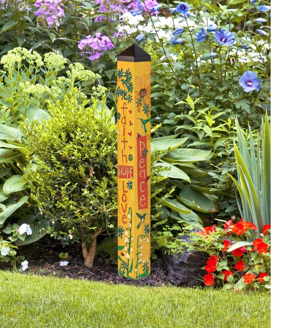Faith Hope Love Art Pole 40 Inches Tall Painted Peace Stephanie Burgess