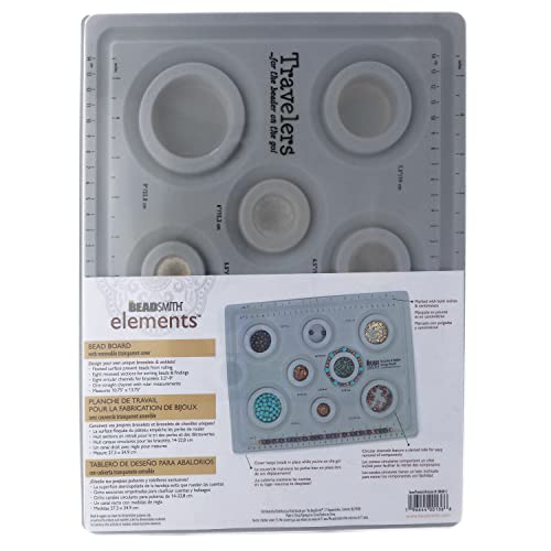 Elements Bracelet & Anklet Design Bead Board – 10.75 x 13.75 Inches – Removable Transparent Cover – Flocked Surface, Multiple Channels & Printed Ruler – for Jewelry Making