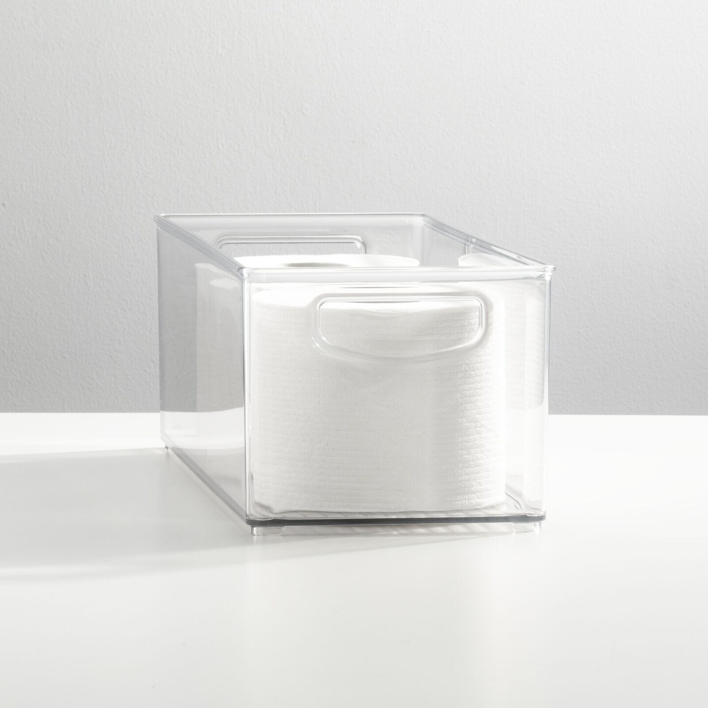 mDesign Plastic Bath Vanity Storage Organizer Bin with Handles