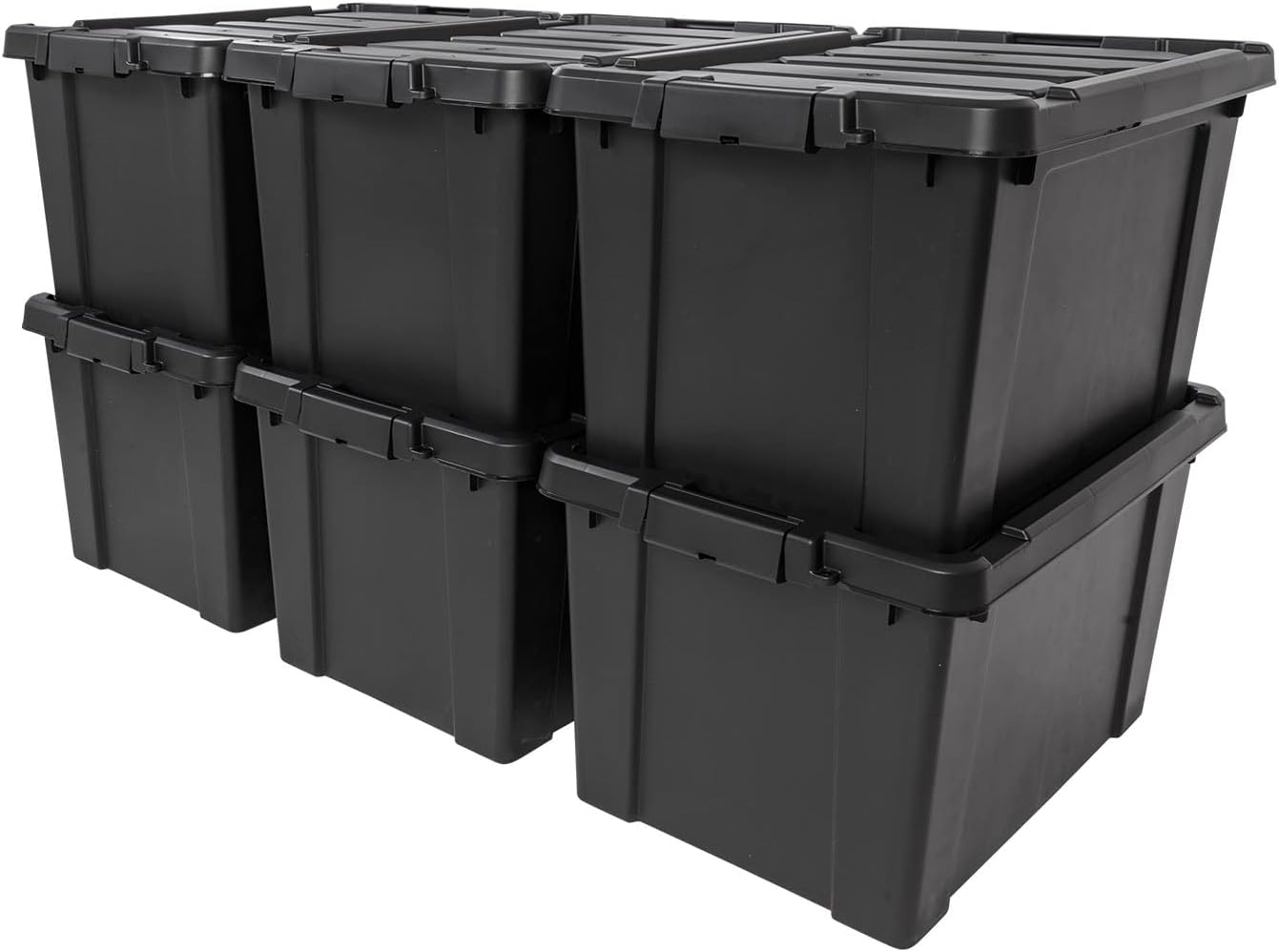 IRIS USA 6 Pack 76qt/19gal Heavy-Duty Storage Plastic Bin Tote Container, Black