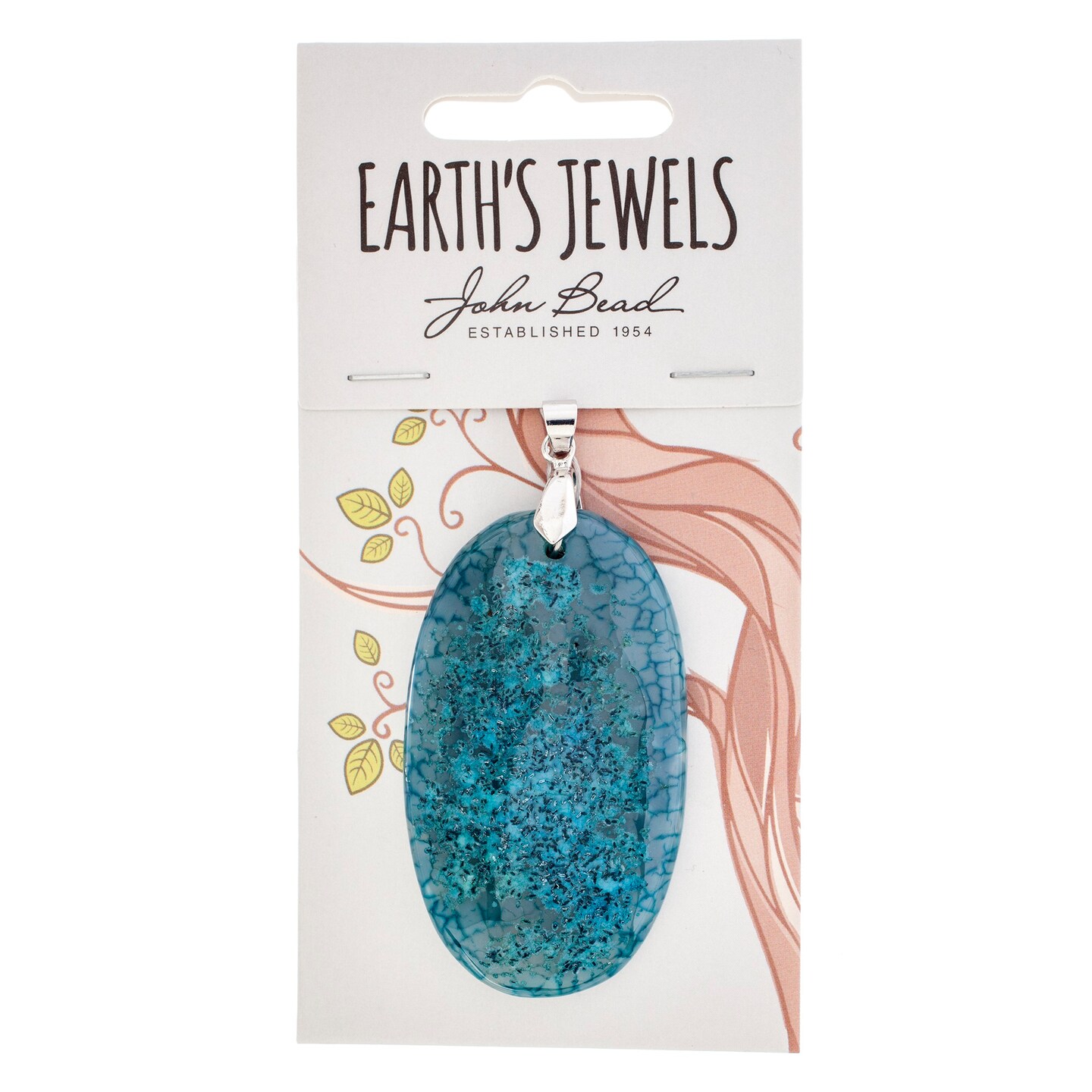 Earth&#x27;s Jewel 55mm Turquoise Semi-Precious Oval Agate Pendant