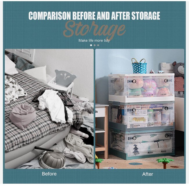 35L Stackable Collapsible Plastic Storage Bin with Lid