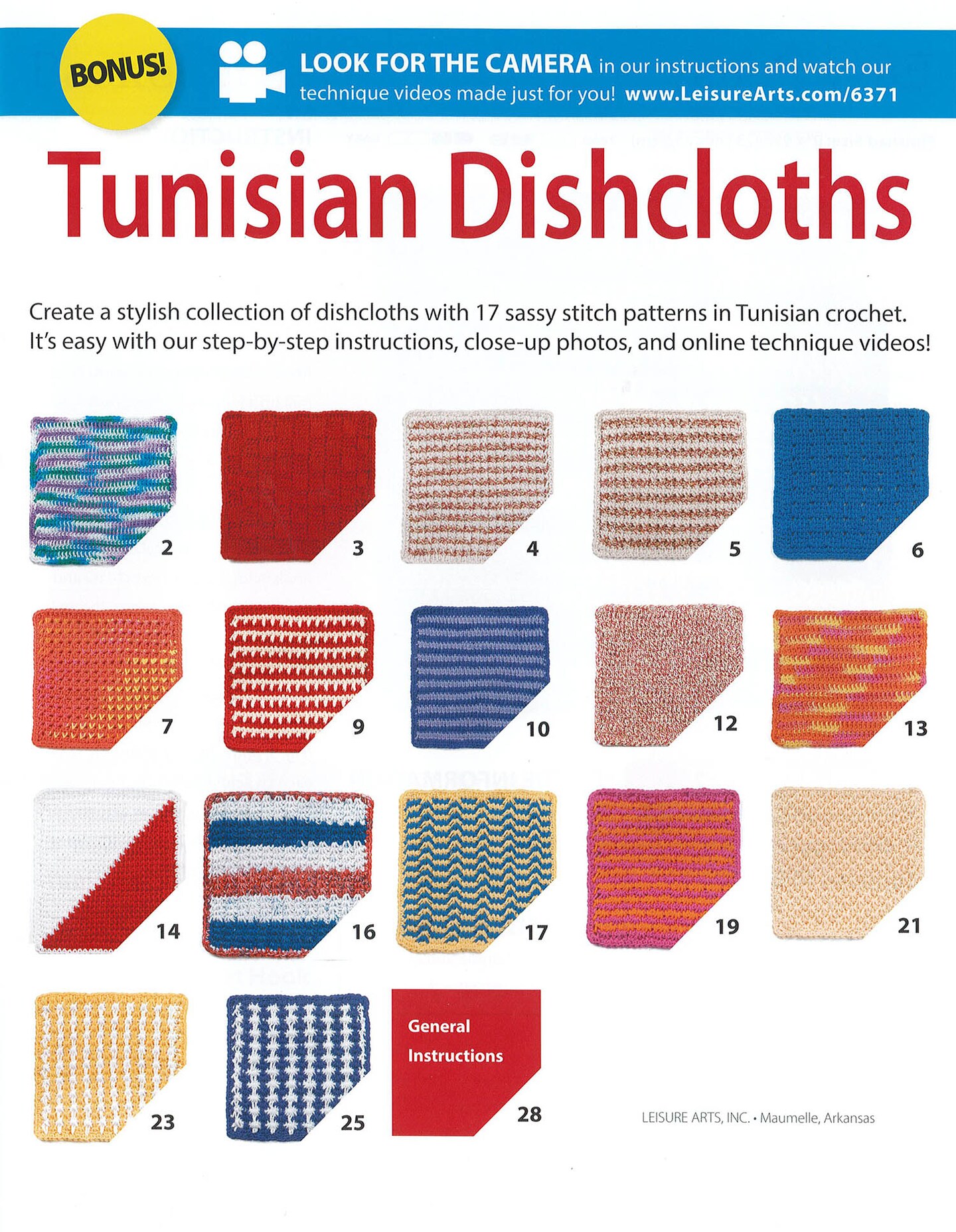 Leisure Arts Tunisian Dishcloths Crochet Book