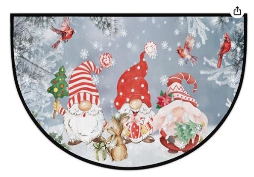 Winter Snow Non Slip Absorbent Doormats 24 x 36 inch Semi Circle Door Floor Mats Area Rugs for Home Kitchen Patio Christmas Gnomes Half Round Door Mat Indoor Entrance