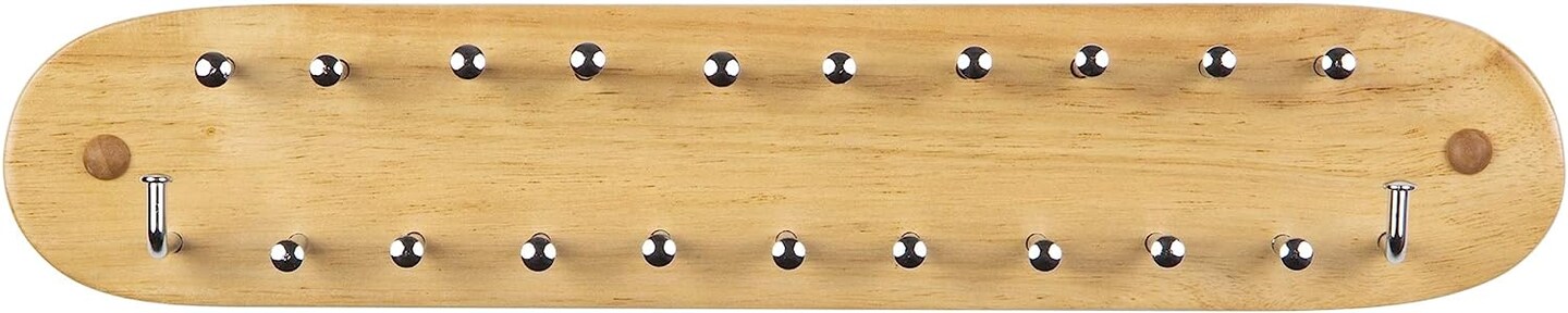 Wall Mounted Tie, Belt and Scarf Hanger, Holds Up to 21-Ties, Natural Wood