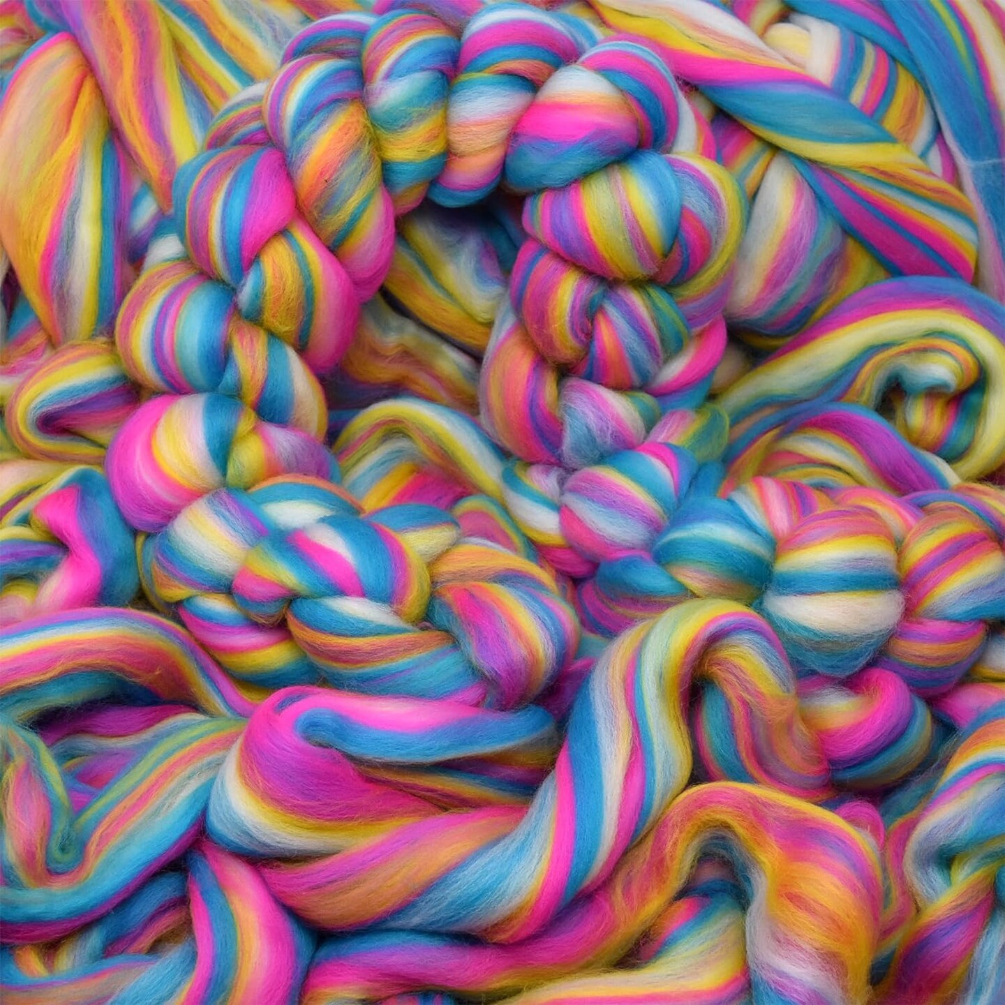 Fiesta Colorful Merino Wool Combed Top Roving for Spinning and Felting. Limited Edition. Malibu