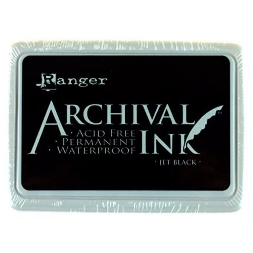 Archival Ink Pad, Jet Black &#x2013; Permanent, Waterproof, Acid-Free, Non-Toxic &#x2013; Won&#x2019;t Bleed or Smudge &#x2013; Provides Vivid and Crisp Stamping Results &#x2013; Air Dry on Matte and Heat Set on Glossy Surfaces