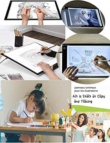  Light Box Drawing Pad, Tracing Board with Type-C Charge Cable  and Brightness Adjustable for Artists, AnimationDrawing, Sketching,  Animation, X-ray Viewing (A4-Blue)
