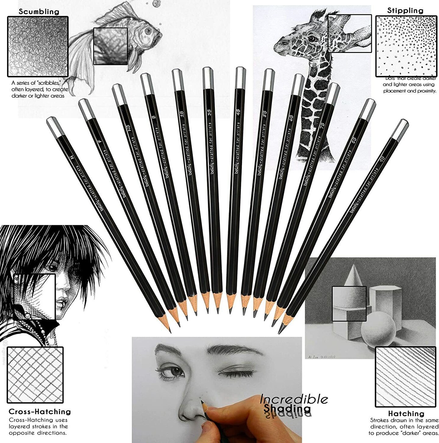 YUANCHENG Sketch Pencils for Drawing, 12 Pack, Drawing Pencils, Art Pencils,  Graphite Pencils, Graphite Pencils for Drawing, Art Pencils for Drawing -  Yahoo Shopping