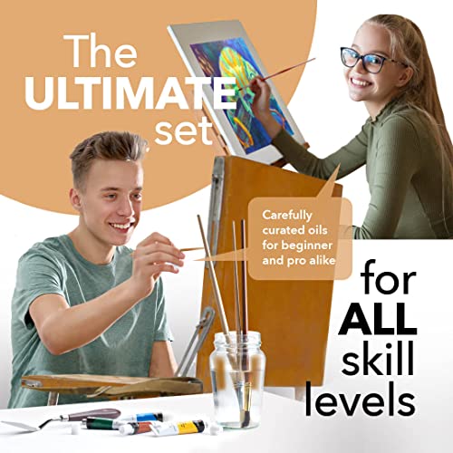 24 x 12ml Oil Paint Set | Great Value Set for Adult Artists, Beginners and Advanced | Vibrant Variety of Smooth-to-use Colors | In Impressive Presentation Box With Tutorial