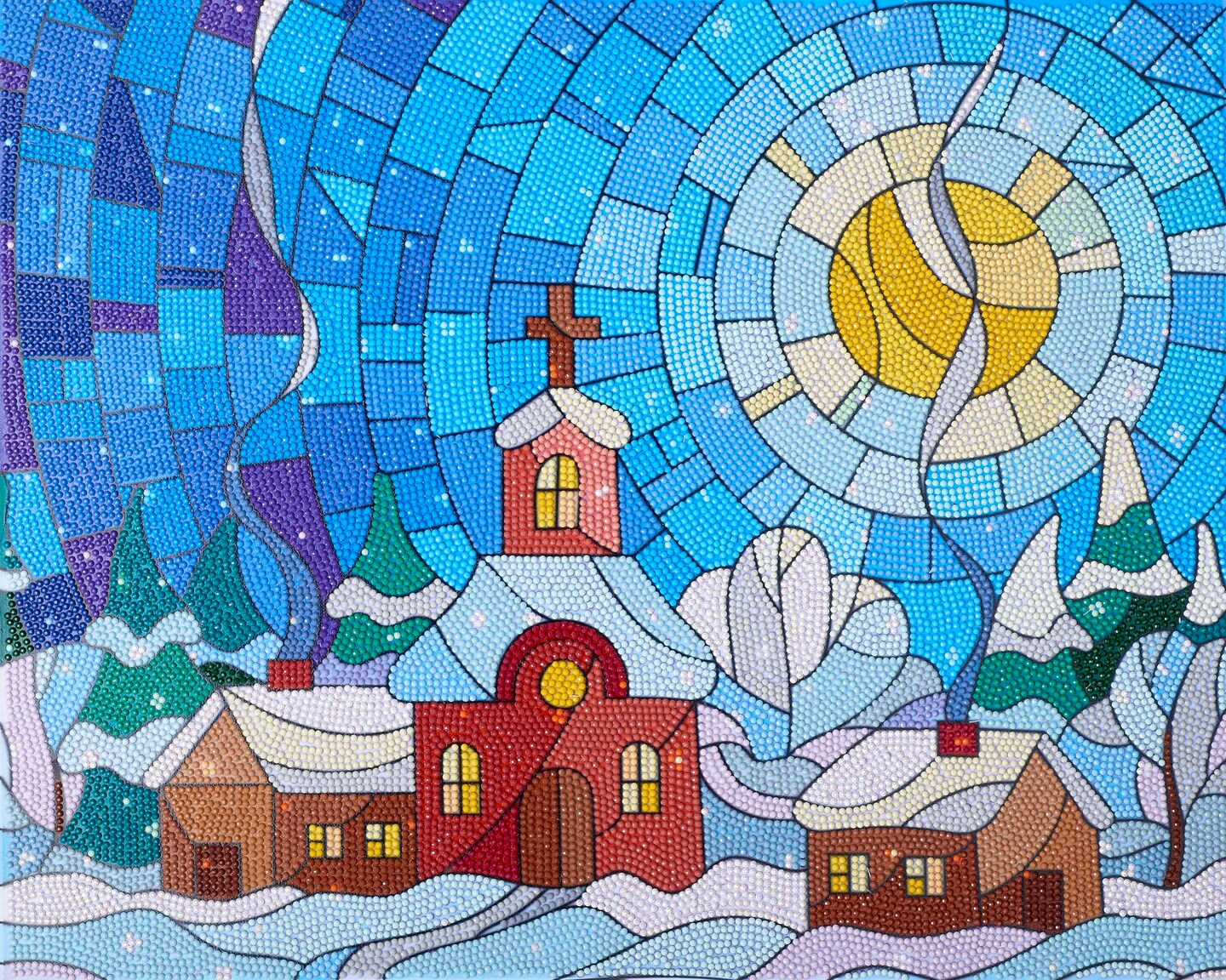 DIAMOND ART BY LEISURE ARTS Diamond Painting Kits For Adults 16&#x22;x20&#x22; Advanced Stained Glass Village, Full Drill, Diamond Art Kits, Dimond Art, Diamond Art for Adults, Diamond Art Kit