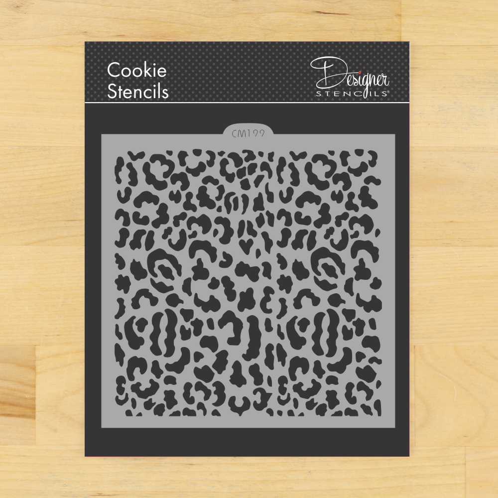 Leopard Skin Cookie and Craft Stencil | CM199 by Designer Stencils | Cookie Decorating Tools | Baking Stencils for Royal Icing, Airbrush, Dusting Powder | Craft Stencils for Canvas, Paper, Wood | Reusable Food Grade Stencil