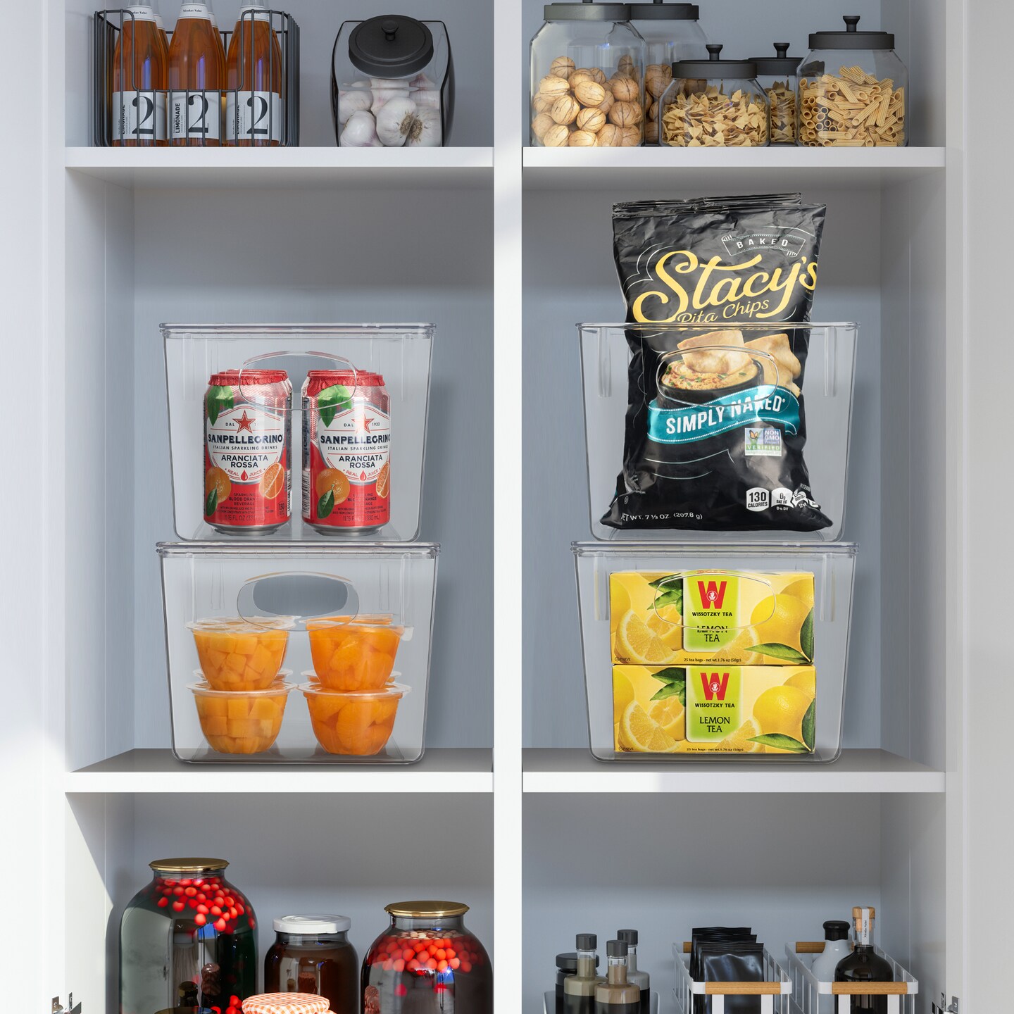 Sorbus Medium Plastic Storage Bins with Lids - for Kitchen Organization, Pantry Organizers and Storage, Fridge Organizer, Cabinet Organizer, Refrigerator Organizer Bins - Clear Storage Bins (4 pack)