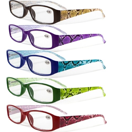 Kitcheniva 4 Pairs Mixed Colors Unisex Spring Hinge Rectangular Reading Glasses