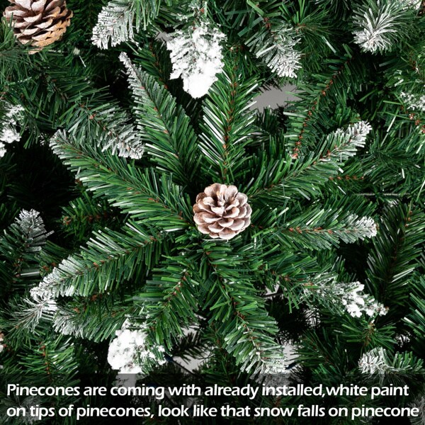 kingwolfox Christmas Tree Flocking Spray White Tree Plus Pine  Cone，Beautiful Appearance, Suitable for Living Room, Office, Courtyard and  Other