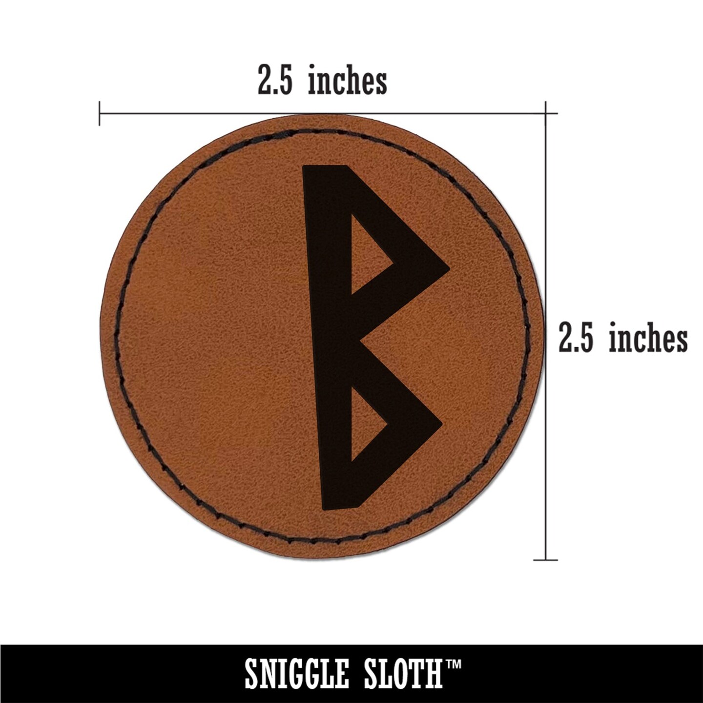 Norse Viking Dwarven Rune Letter B Round Iron-On Engraved Faux Leather ...