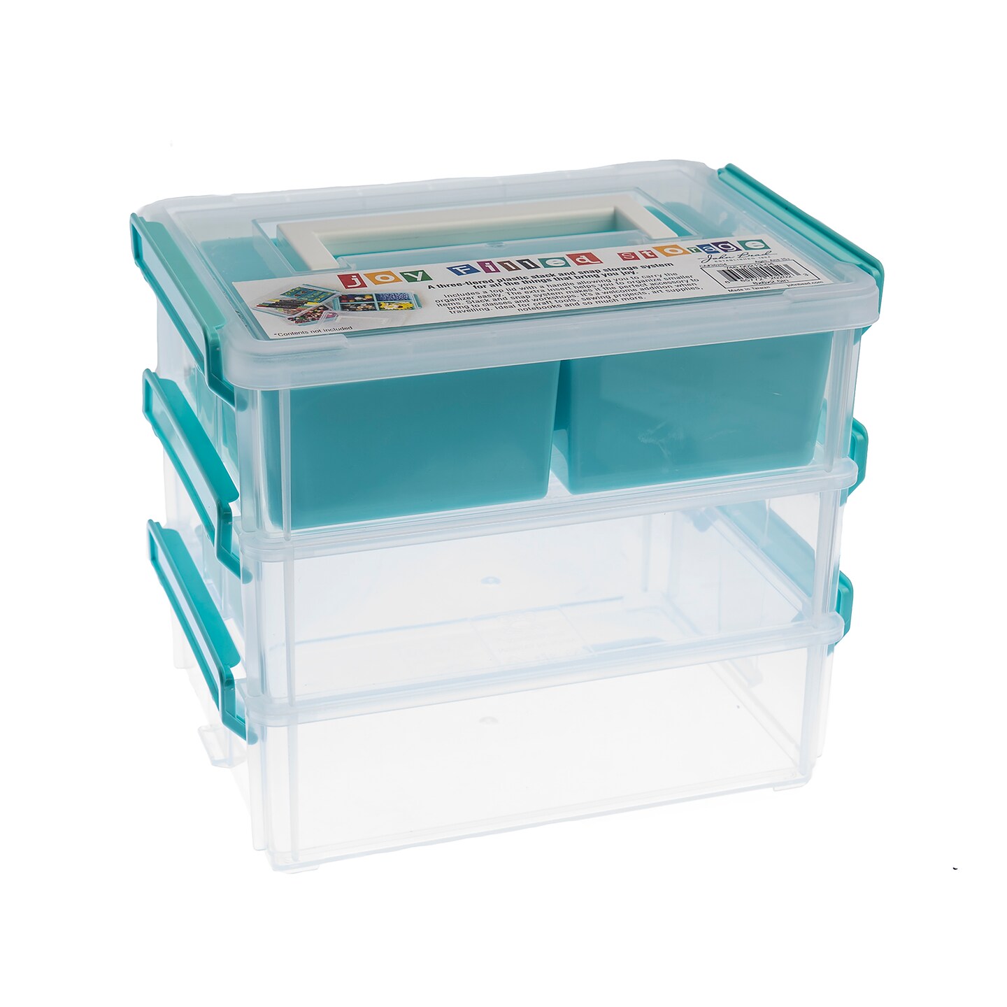 Joy Filled 8&#x22; Clear Stackable Organizer with Lids &#x26; Handle