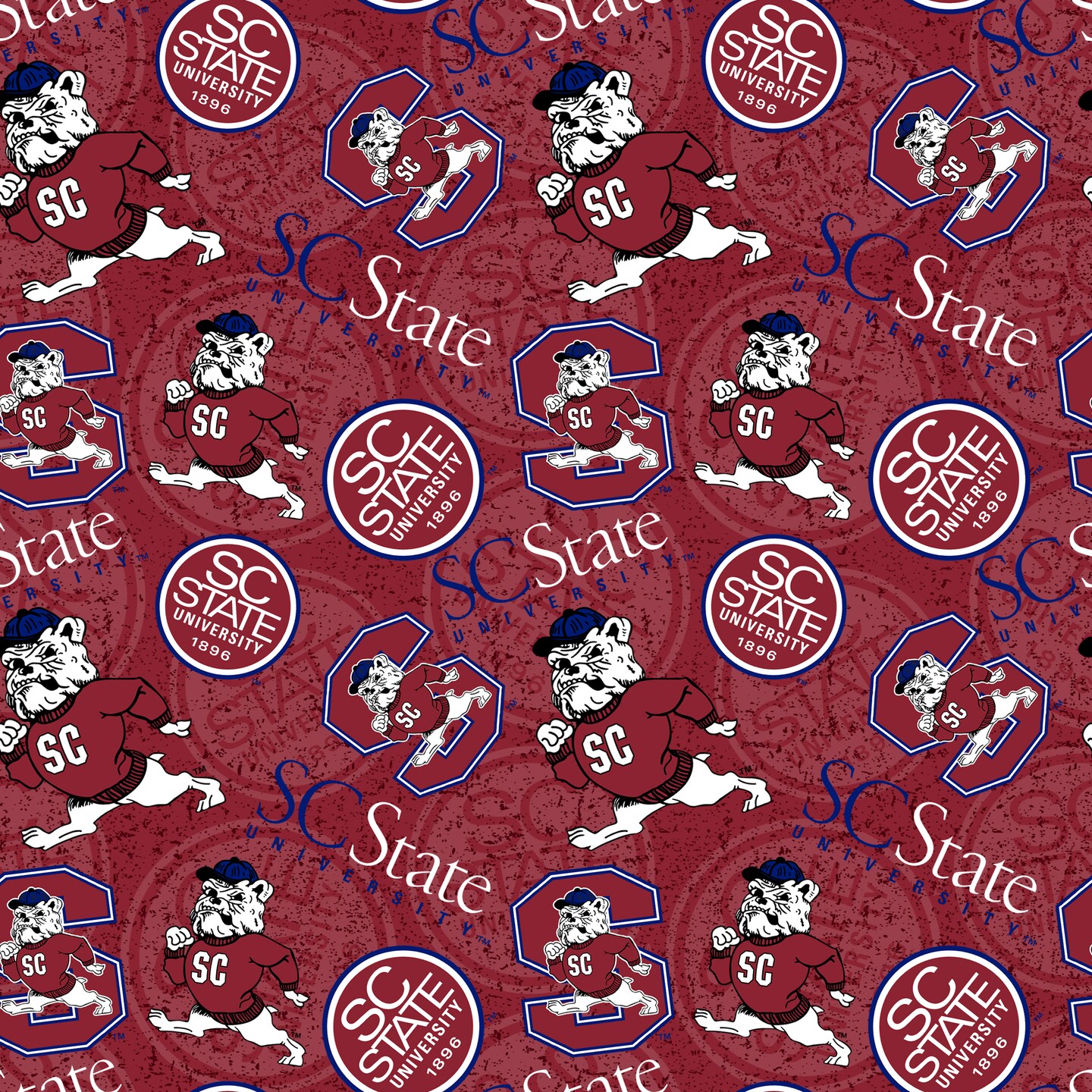 Sykel Enterprises-South Carolina State University Cotton Fabric-SC State Bulldogs Tone On Tone Cotton Quilting Fabric