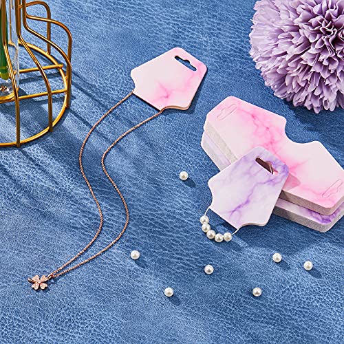 800 Pieces Earring Necklace Card Jewelry Display Earring Holder Cards Set, 200 Pieces Marble Display Card, 200 Pieces Self-Seal Bags, 400 Pieces Earring Backs for Jewelry Display (Purple, Pink)