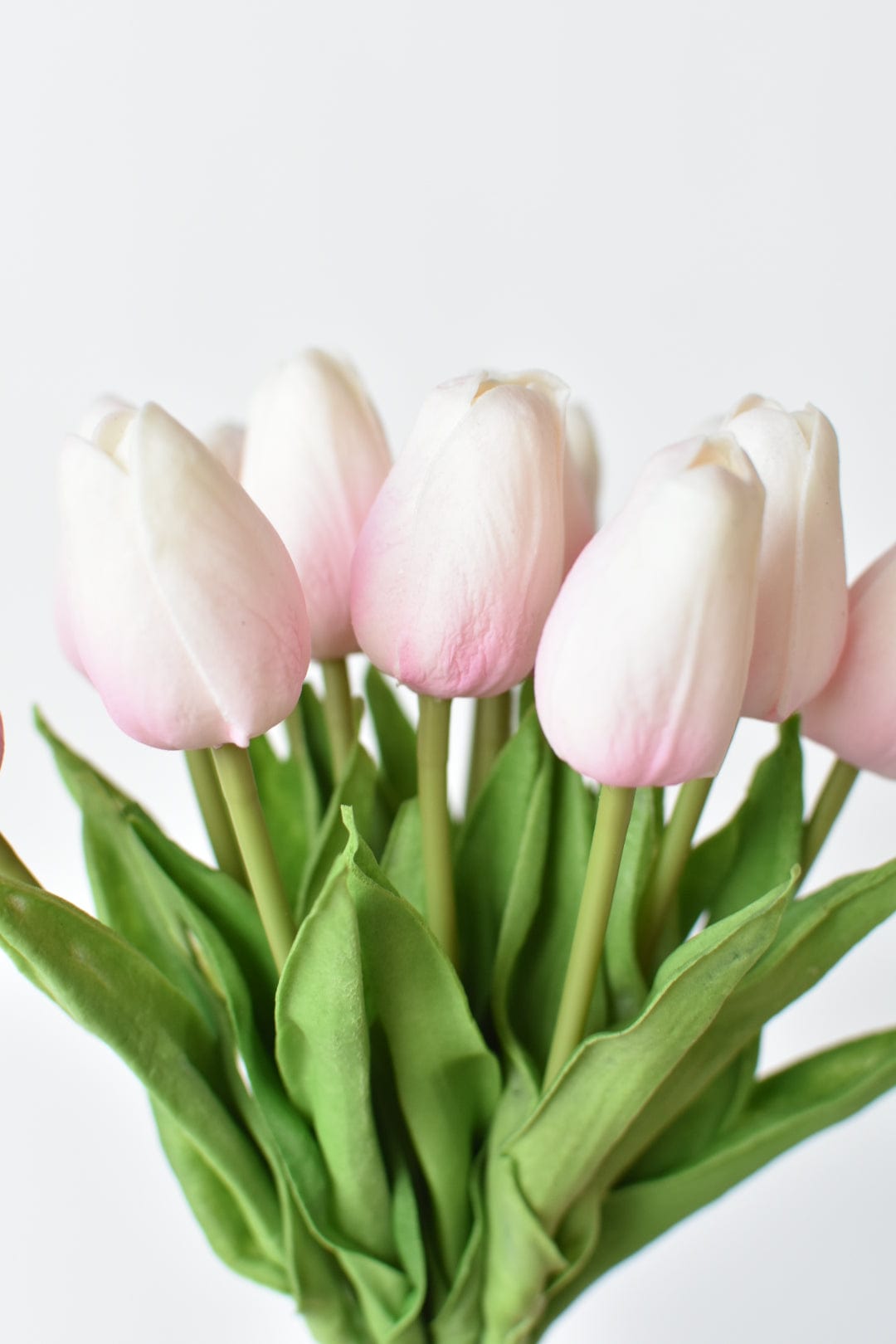13.5&#x22; Faux Real Touch Cream/Pink Tulip Bundle : 12 Stems