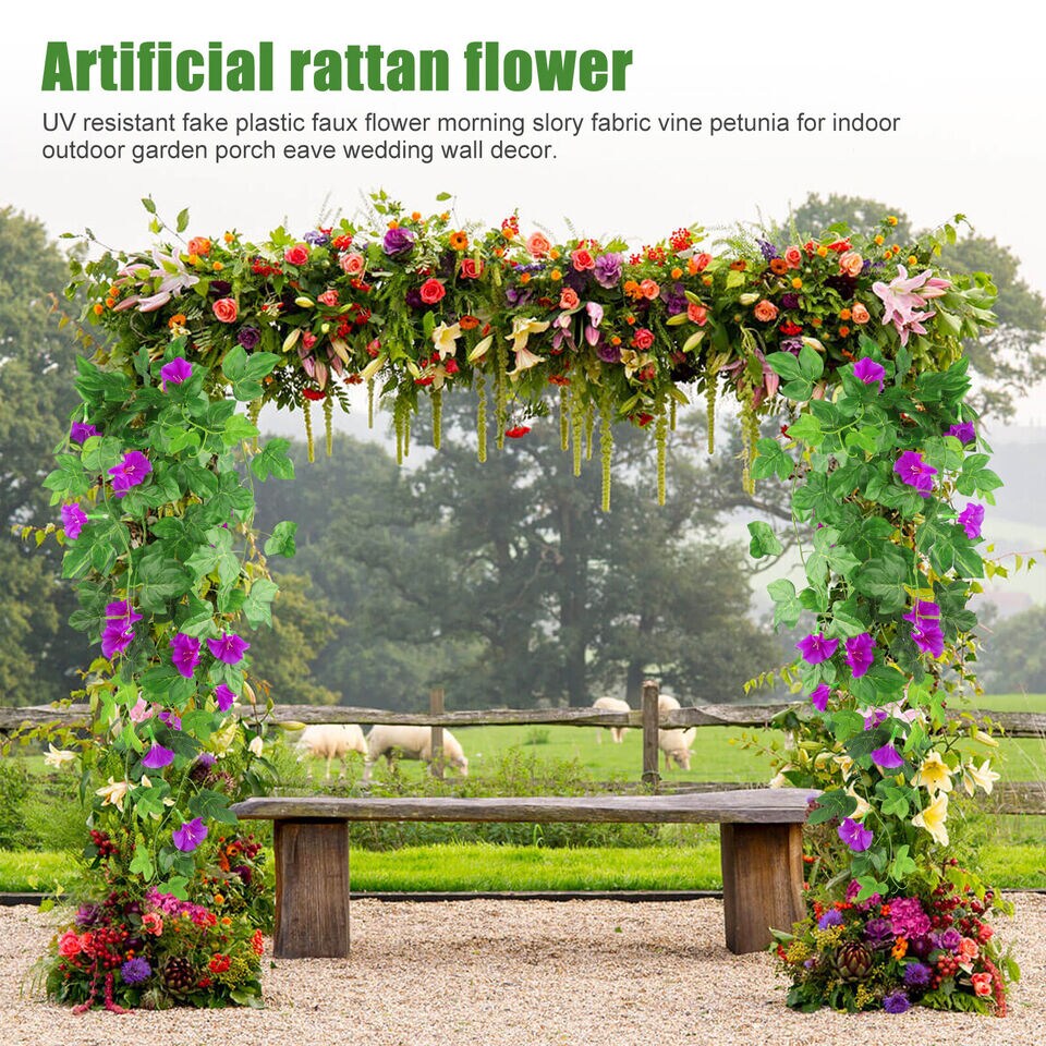 Artificial Fake Morning Glory Flower Vine Hanging Garland Plant.
