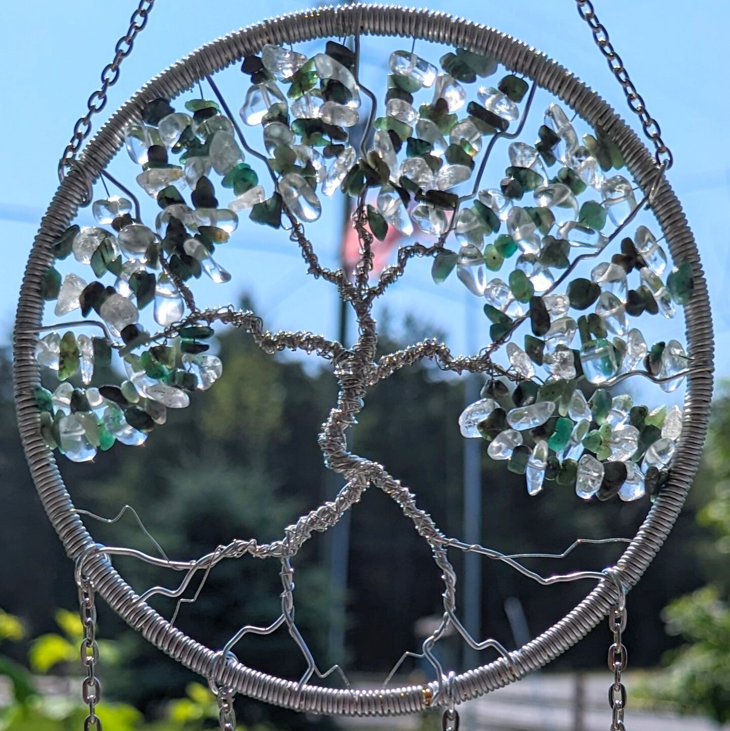 product name is Emerald Crystal May Birthstone Sun Catcher- Taurus, Gemini, Handmade, Light Catcher Window Ornaments