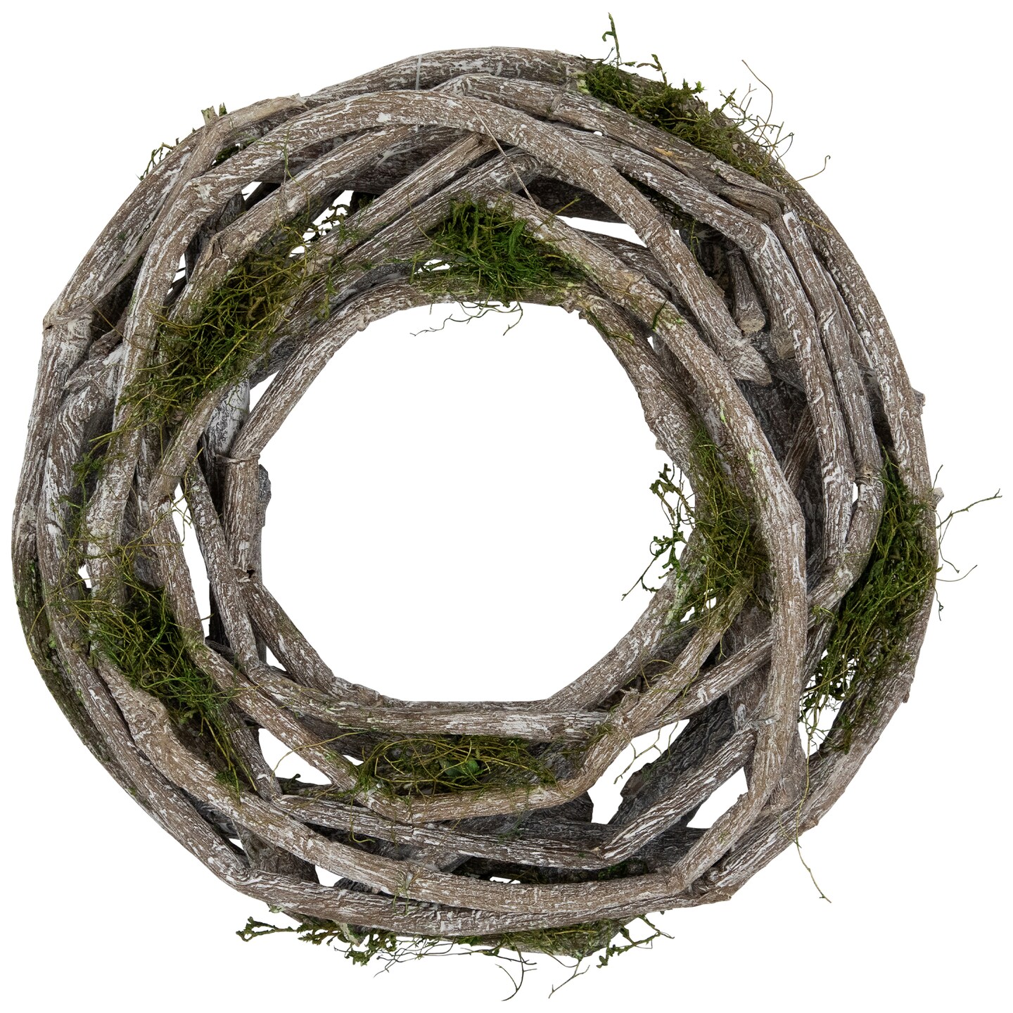 Northlight Twig and Moss Artificial Spring Wreath - 8&#x22;