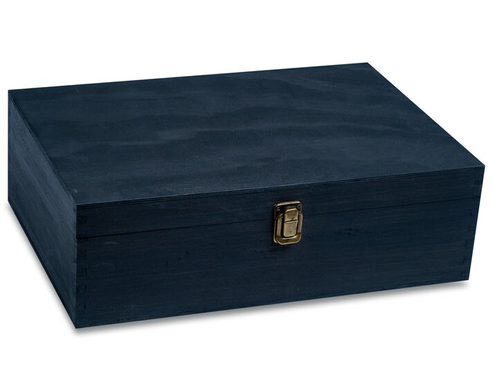 Makerflo XL Size Pine Wood Memory Box with Black Felt Inside and Hinged with Clasp of Front, Keepsake Wooden Box Ideal for Craft and Personalization (Laser Engraving, Epoxy, UV DTF, and Vinyl)