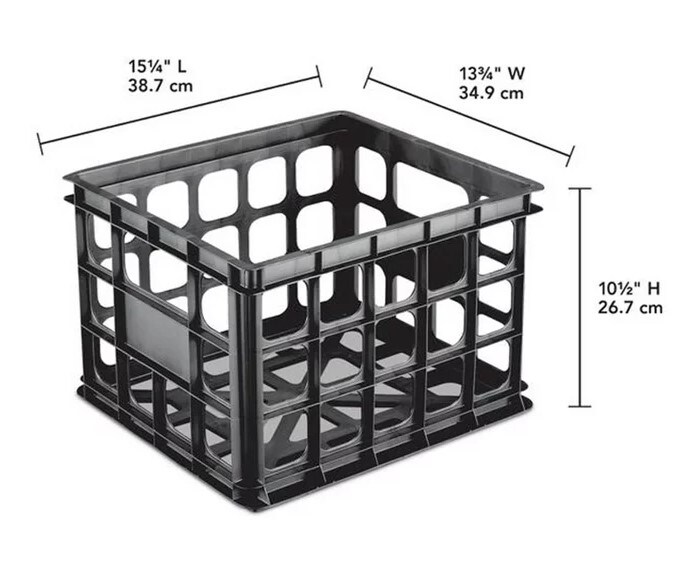 6 Pack Heavy Duty Plastic Black Storage Box Milk Crate