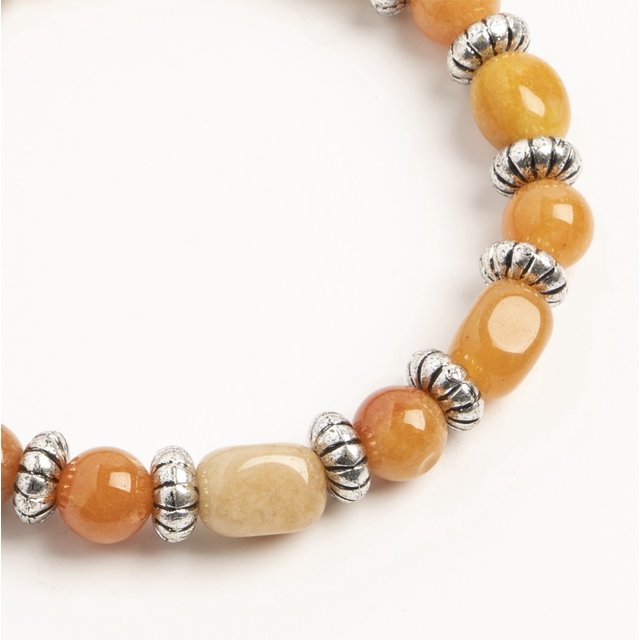 Earth's Jewels Semi-Precious Peach Aventurine Orange Round Beads Bracelet