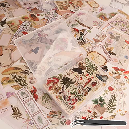 200Pcs Vintage Scrapbook Stickers, Aesthetic Junk Journal Stamping Supplies Kit, Scrapbooking Ephemera Washi Paper for Bullet Journaling Planners Diary Collage