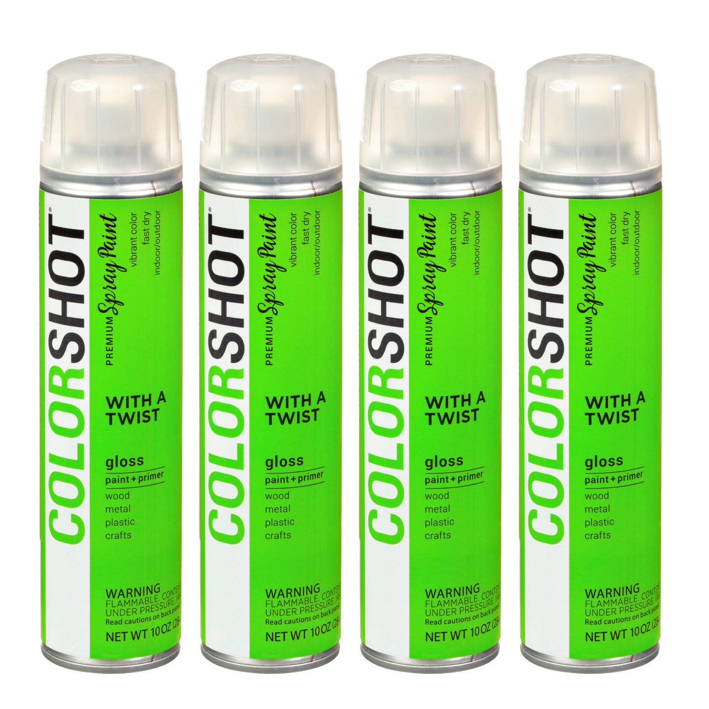 COLORSHOT Gloss Spray Paint With a Twist (Lime) 10 oz. 4 Pack