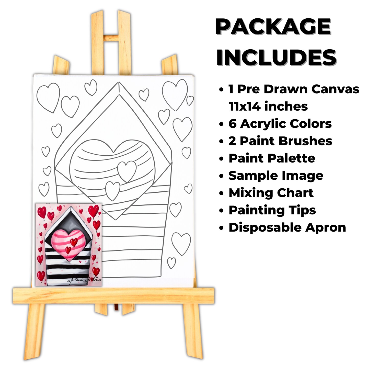 "Love Letter" DIY Canvas Art Kit, Adult Beginner, Acrylic Paint Size 11x14 inch