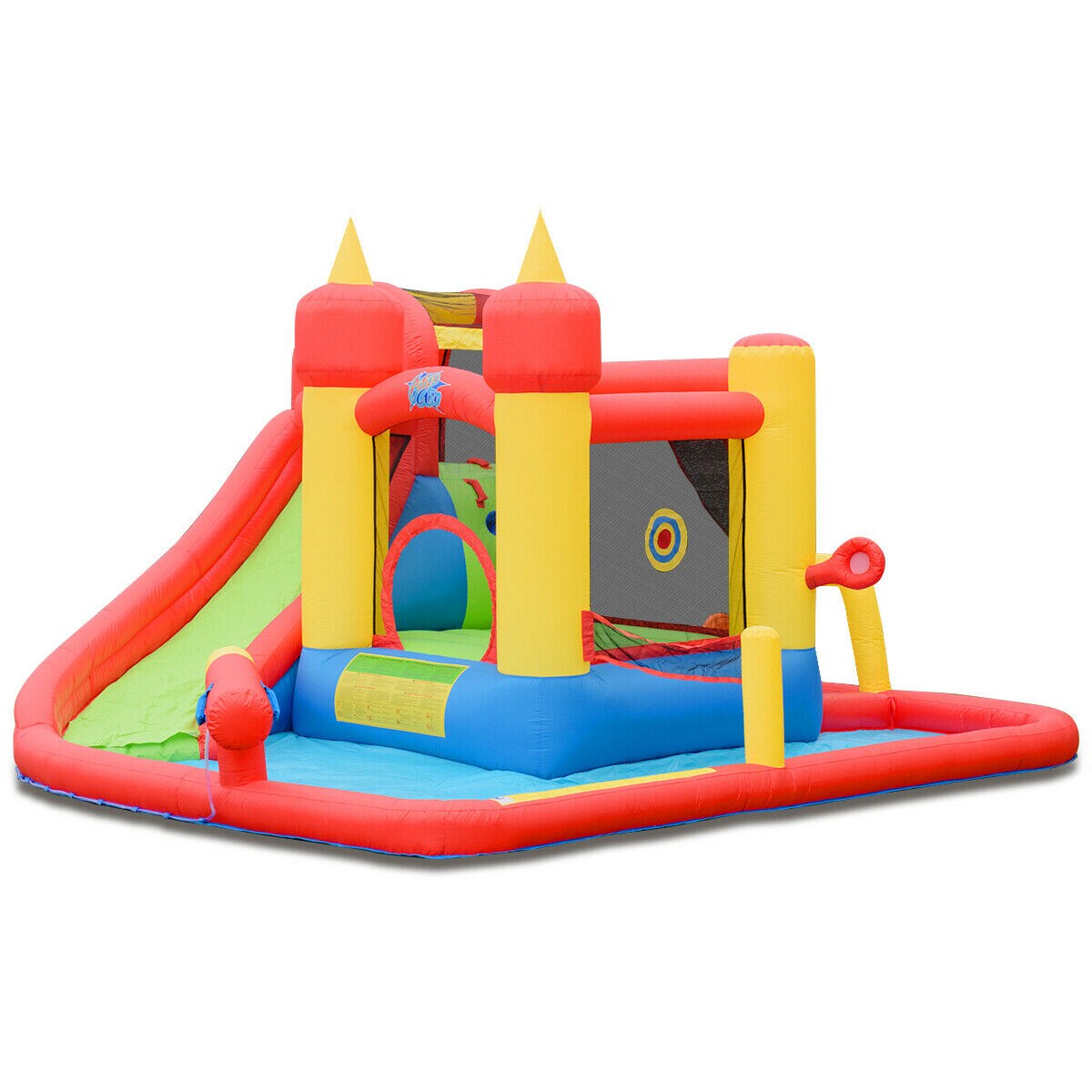 Backyard Inflatable Water Slide Castle Splash Pool 3-10 Kids Multi-Color