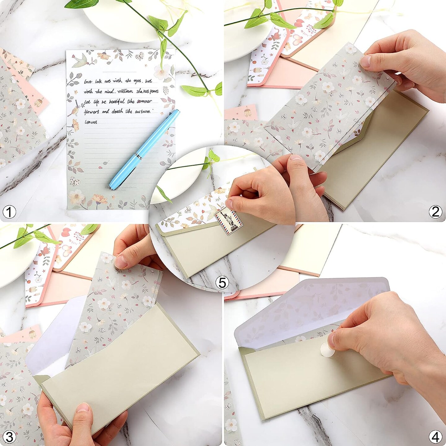 Kitcheniva Stationary Writing Paper With Envelopes Set 27 Pcs