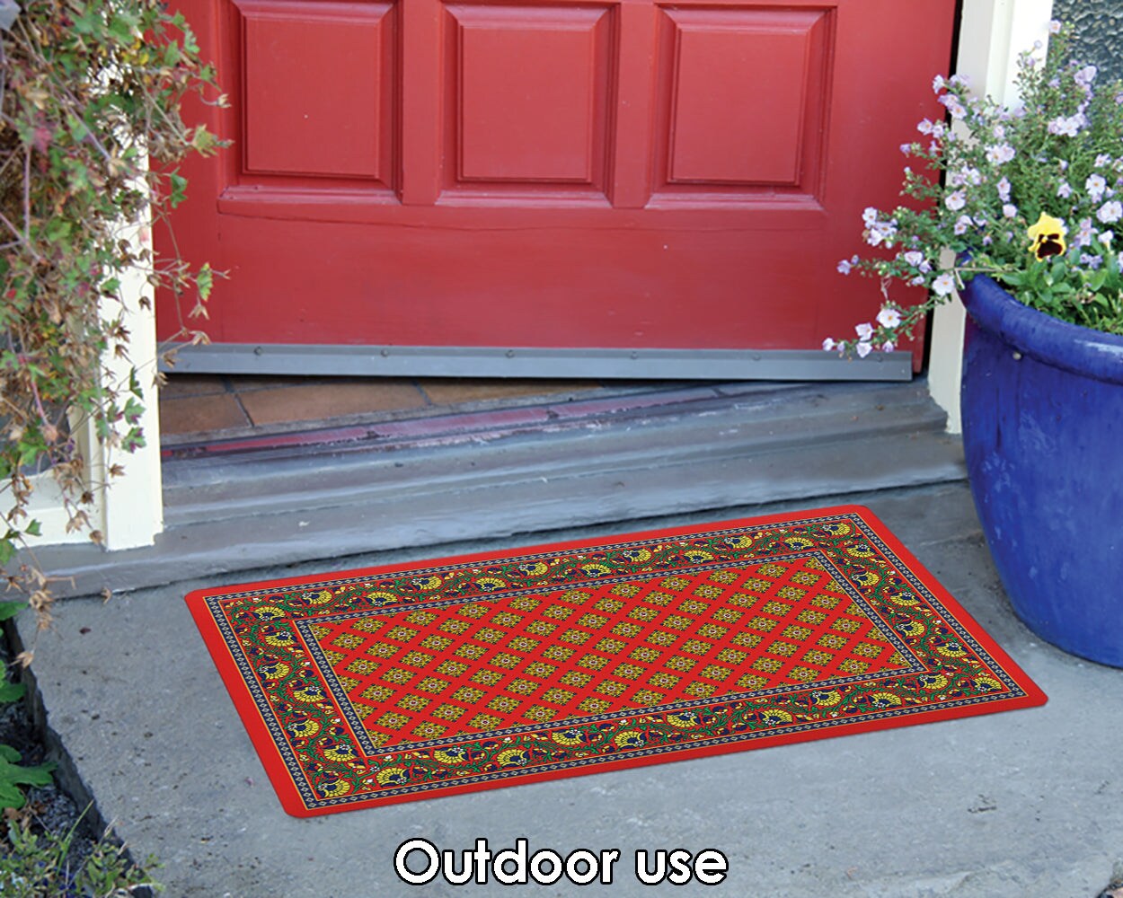 French Paisley - Red Door Mat (18 x 30&#x22;)