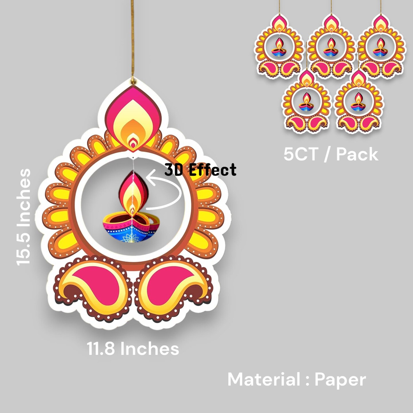 5ct Paper Hanging Rangoli Deepak for Diwali Decoration, Diwali Decor, Diwali Decorations, Diwali Party, Deepawali Hanging, Diwali Garland