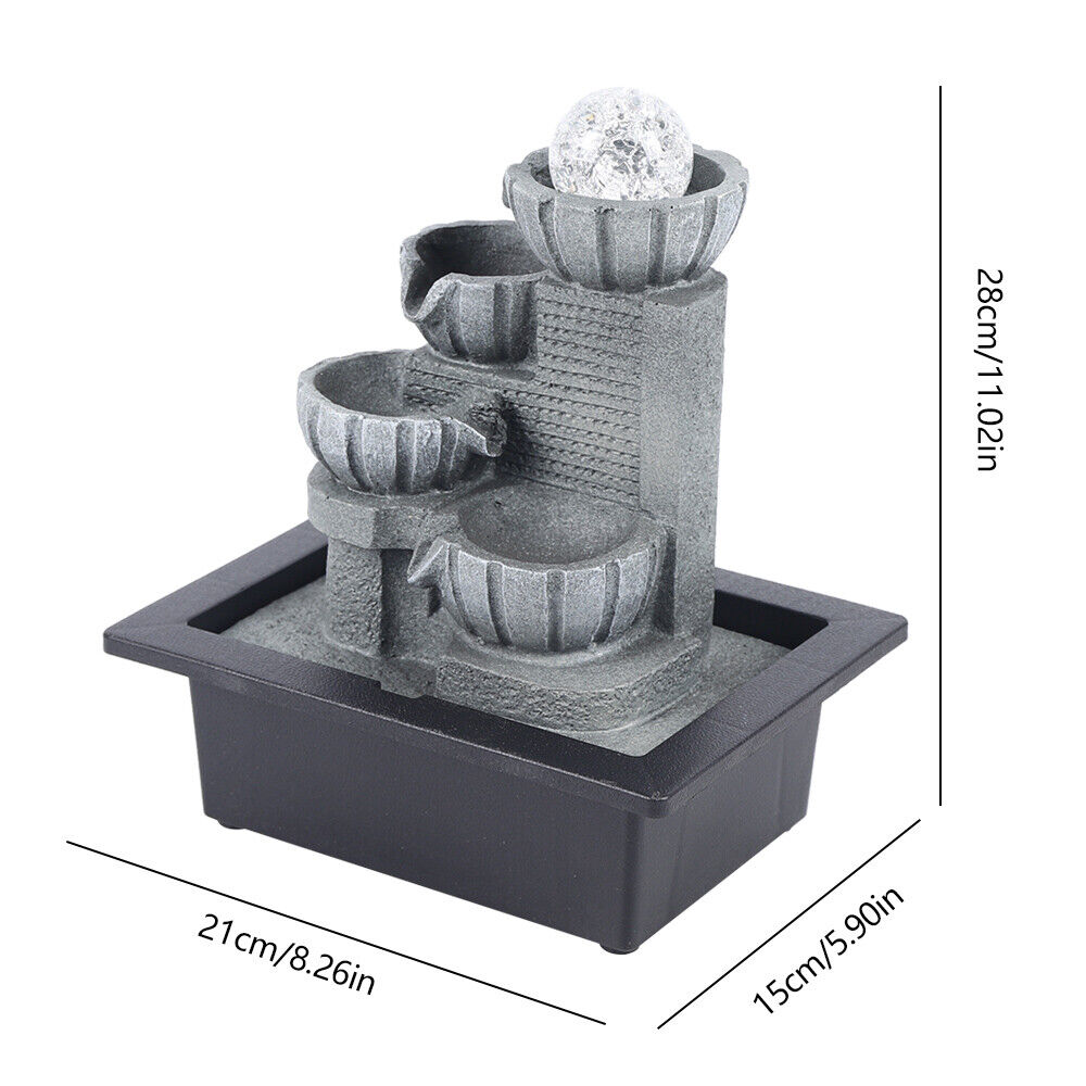 4 tier Elegant Water Fountain with LED Lights and Crystal