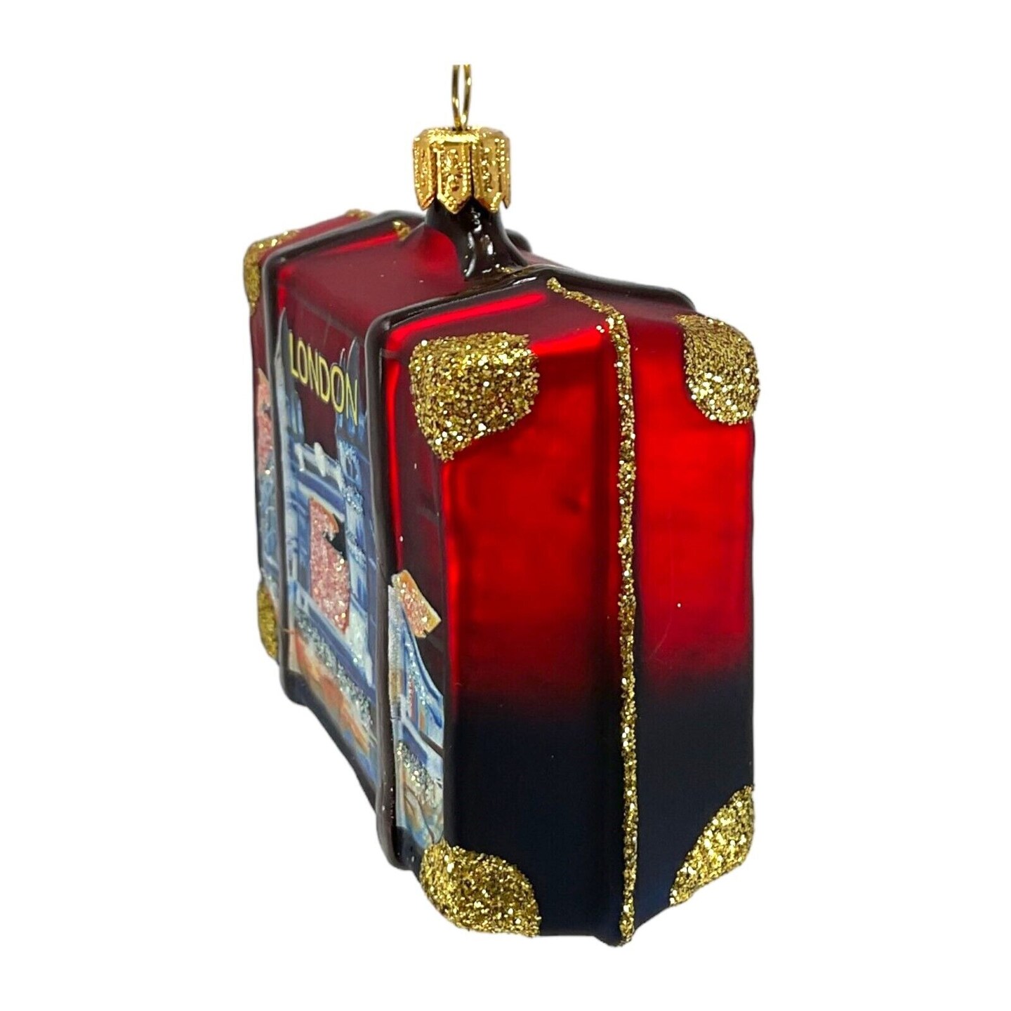 England Travel Suitcase Polish Glass Christmas Ornament