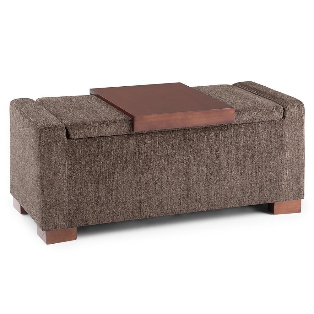 Simpli Home Bretton 42"Rectangle Lift Top Lift Top Ottoman Large Storage Space