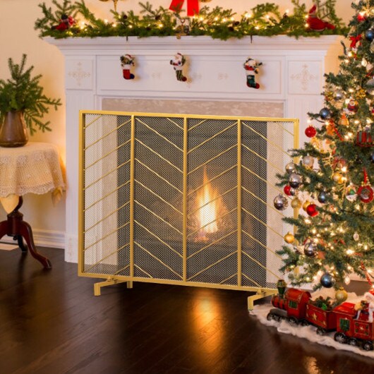 39&#x22;x31&#x22; Single Panel Fireplace Screen Spark Guard Fence