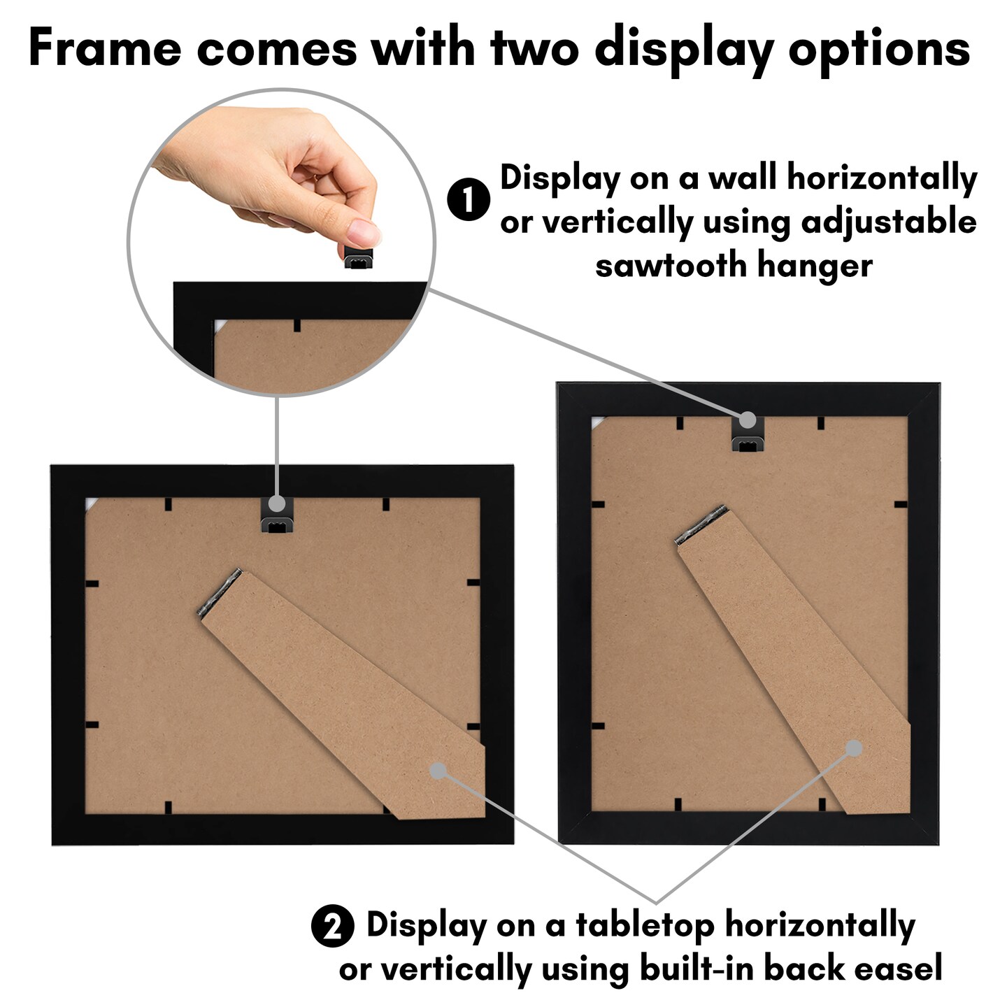 Americanflat Picture Frame with Mat - Photo Frame for Wall Display - Shatter Resistant Glass - Adjustable Hanging Hardware - Includes Easel - Black