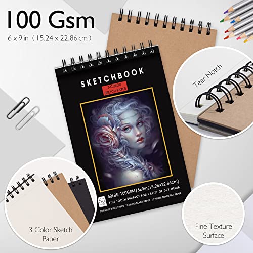  Nctoberows 76-Pack Drawing Set Sketching Kit, Pro Art Supplies  Include 50 Pages 3-Color Sketchbook, Colored, Watercolor, Graphite,  Charcoal & Metallic Pencil, for Artists Adults Teens Beginners